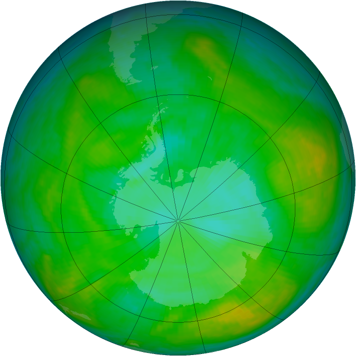 Antarctic ozone map for 07 January 1982